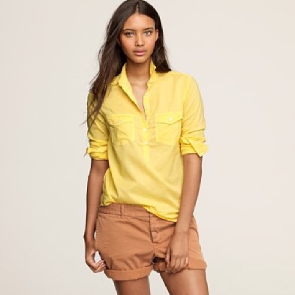 J. Crew Bright Yellow Ink-Dip Popover Shirt sz 0
